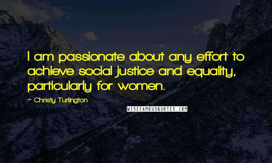 Christy Turlington Quotes: I am passionate about any effort to achieve social justice and equality, particularly for women.