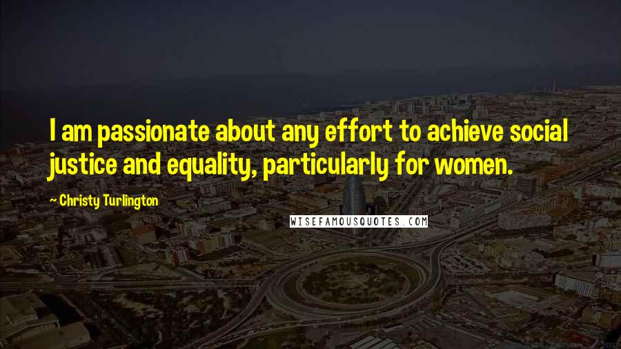 Christy Turlington Quotes: I am passionate about any effort to achieve social justice and equality, particularly for women.