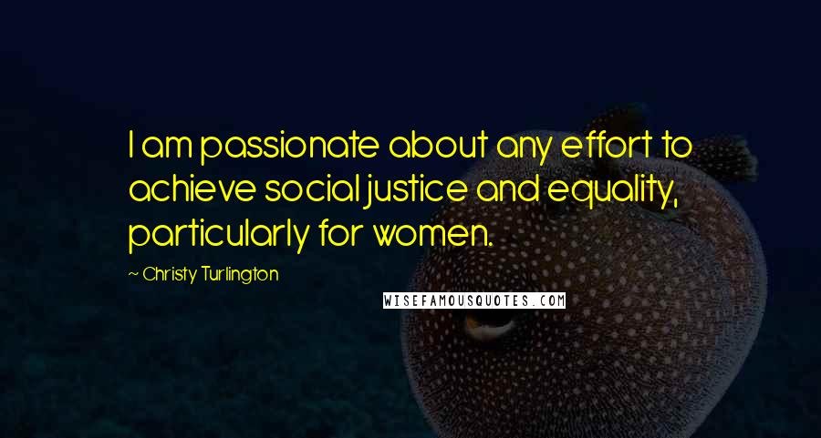 Christy Turlington Quotes: I am passionate about any effort to achieve social justice and equality, particularly for women.