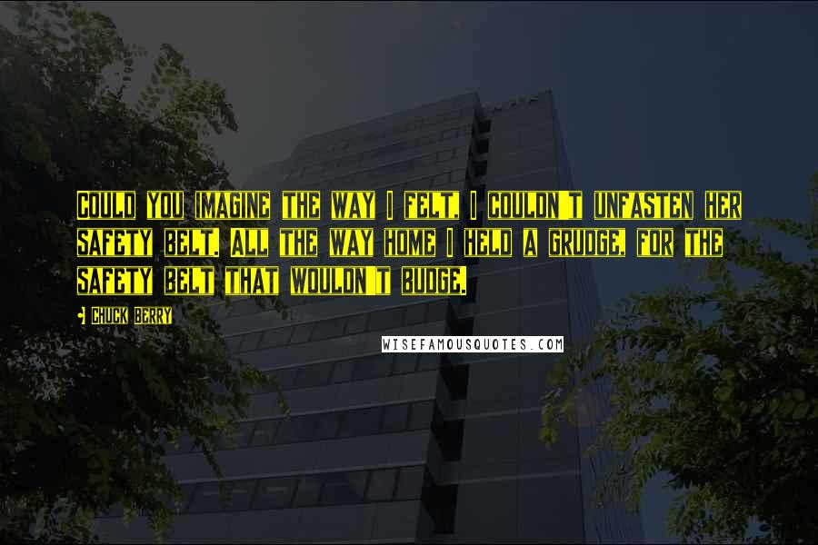 Chuck Berry Quotes: Could you imagine the way I felt, I couldn't unfasten her safety belt. All the way home I held a grudge, for the safety belt that wouldn't budge.