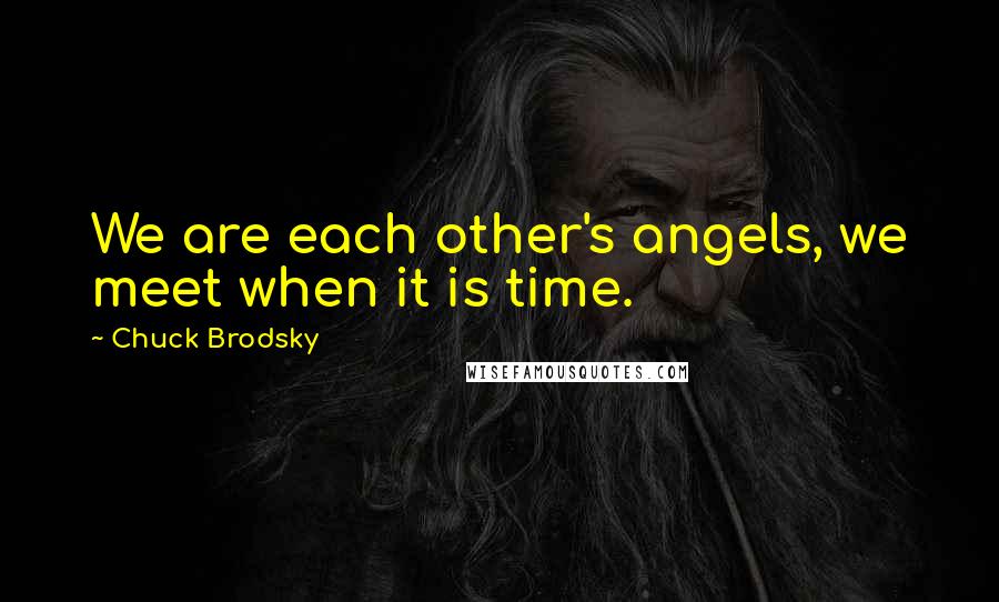 Chuck Brodsky Quotes: We are each other's angels, we meet when it is time.