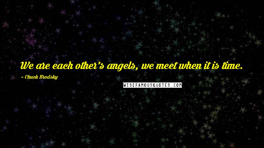Chuck Brodsky Quotes: We are each other's angels, we meet when it is time.
