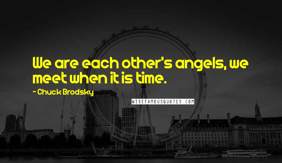 Chuck Brodsky Quotes: We are each other's angels, we meet when it is time.