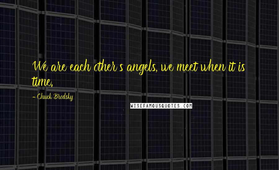 Chuck Brodsky Quotes: We are each other's angels, we meet when it is time.