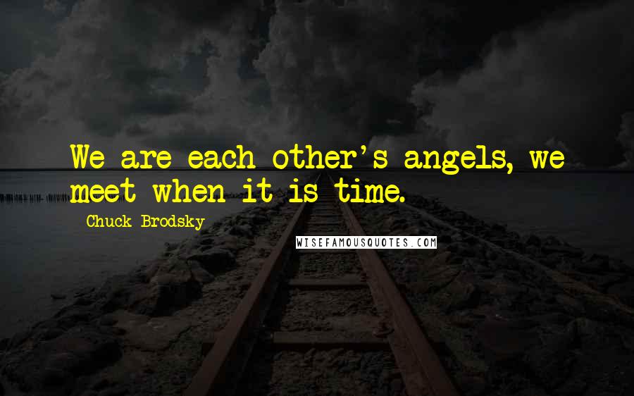 Chuck Brodsky Quotes: We are each other's angels, we meet when it is time.