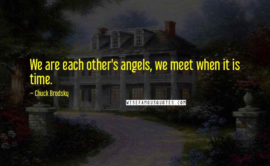 Chuck Brodsky Quotes: We are each other's angels, we meet when it is time.