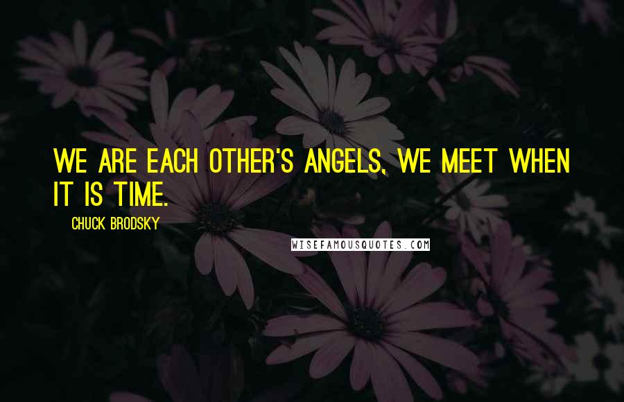 Chuck Brodsky Quotes: We are each other's angels, we meet when it is time.