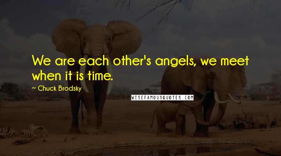 Chuck Brodsky Quotes: We are each other's angels, we meet when it is time.