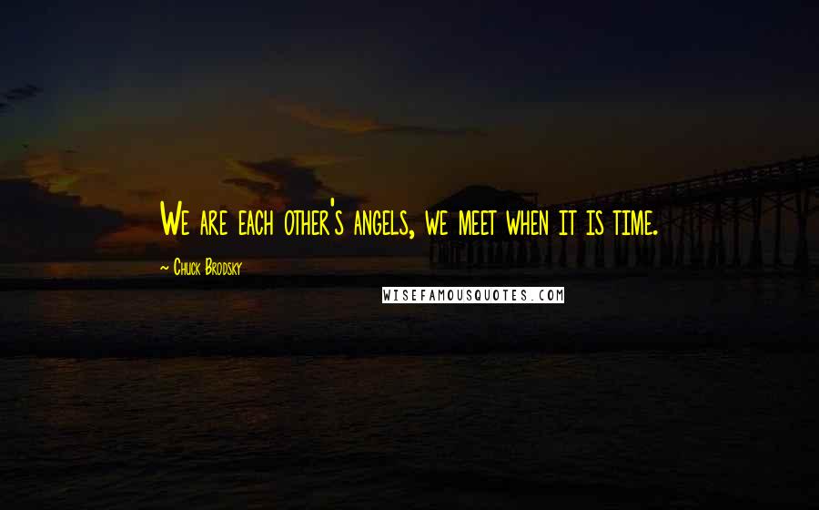 Chuck Brodsky Quotes: We are each other's angels, we meet when it is time.