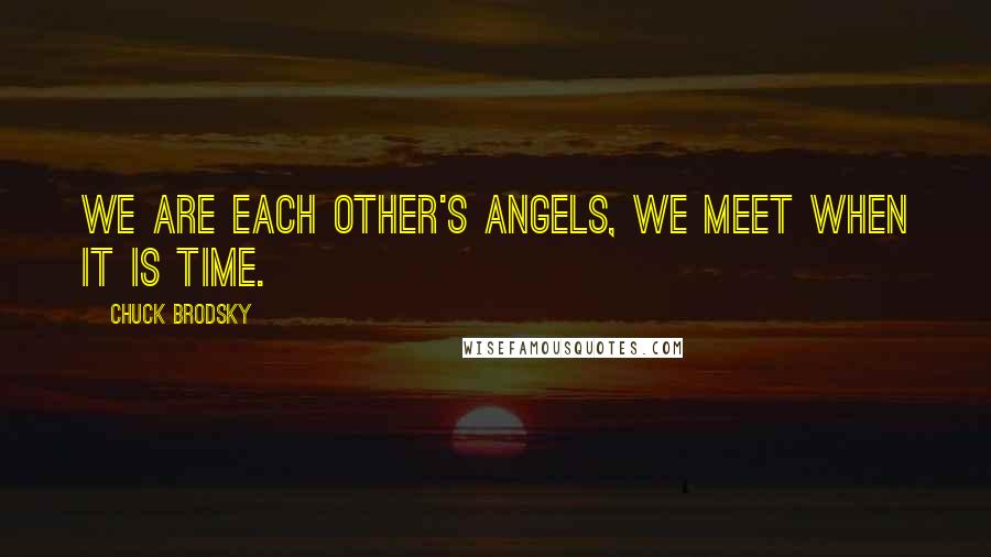 Chuck Brodsky Quotes: We are each other's angels, we meet when it is time.