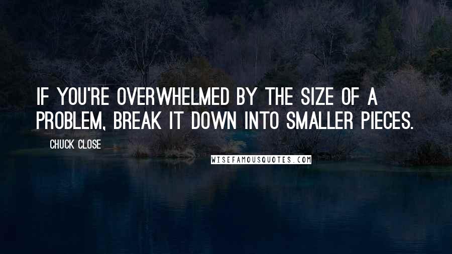 Chuck Close Quotes: If you're overwhelmed by the size of a problem, break it down into smaller pieces.