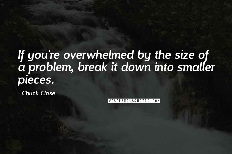 Chuck Close Quotes: If you're overwhelmed by the size of a problem, break it down into smaller pieces.