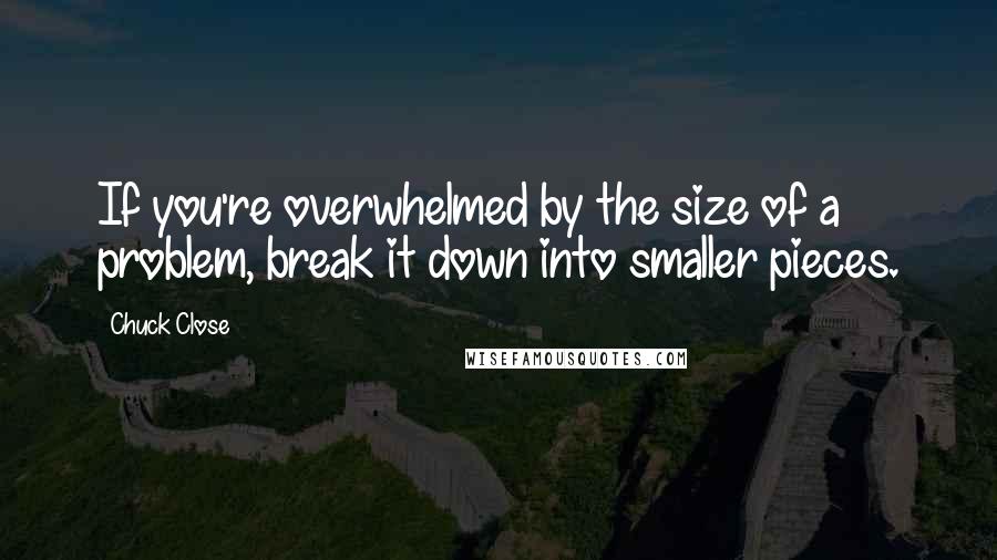 Chuck Close Quotes: If you're overwhelmed by the size of a problem, break it down into smaller pieces.