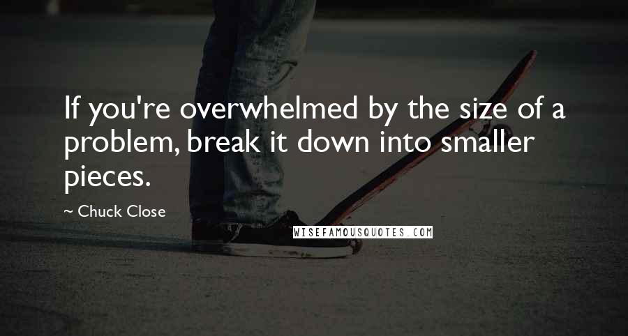 Chuck Close Quotes: If you're overwhelmed by the size of a problem, break it down into smaller pieces.