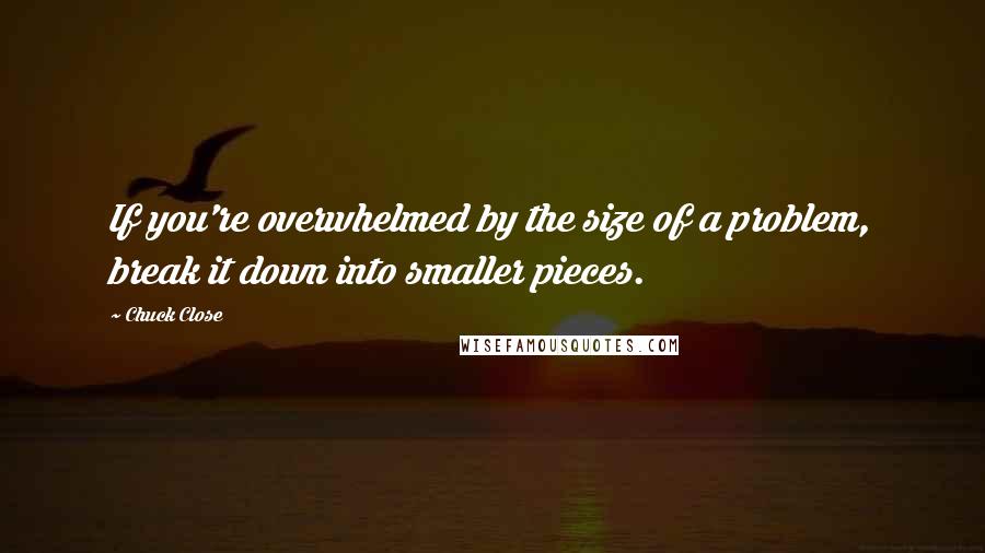 Chuck Close Quotes: If you're overwhelmed by the size of a problem, break it down into smaller pieces.