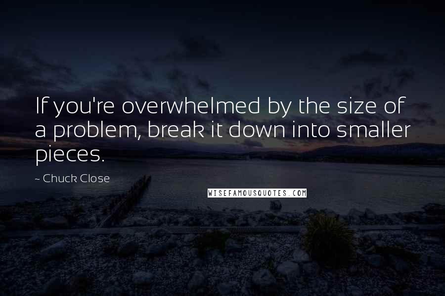 Chuck Close Quotes: If you're overwhelmed by the size of a problem, break it down into smaller pieces.