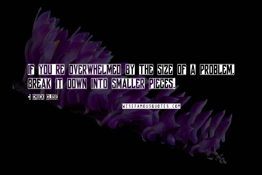 Chuck Close Quotes: If you're overwhelmed by the size of a problem, break it down into smaller pieces.