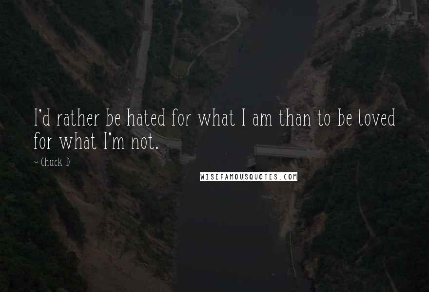 Chuck D Quotes: I'd rather be hated for what I am than to be loved for what I'm not.