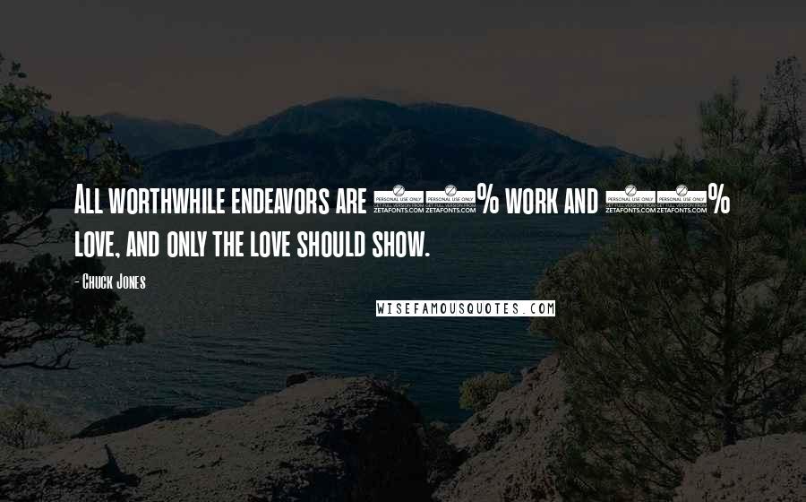 Chuck Jones Quotes: All worthwhile endeavors are 90% work and 10% love, and only the love should show.