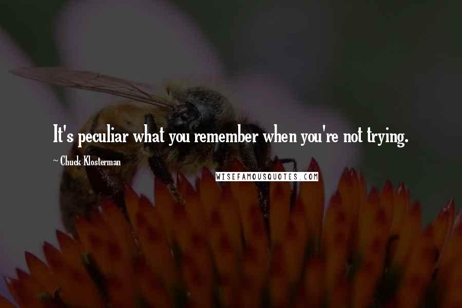 Chuck Klosterman Quotes: It's peculiar what you remember when you're not trying.