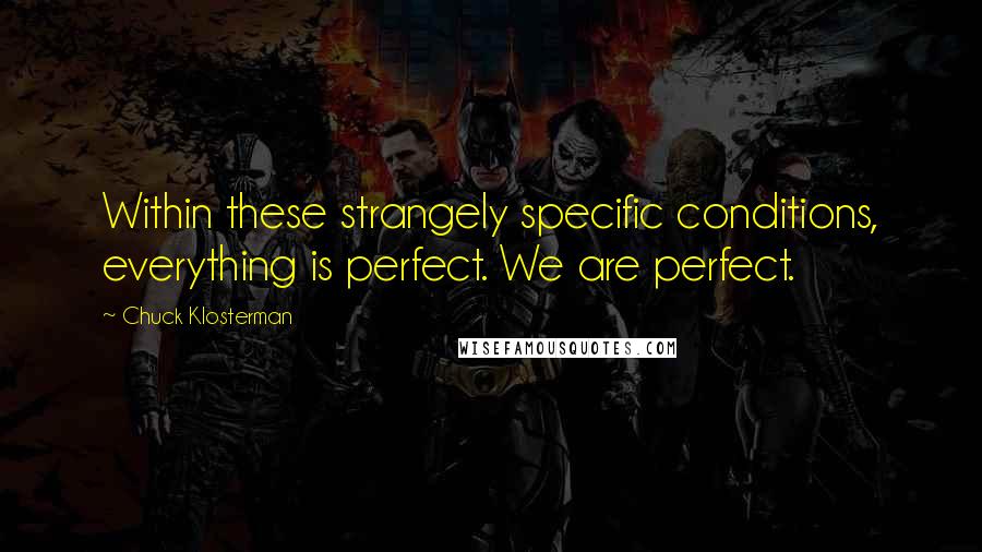 Chuck Klosterman Quotes: Within these strangely specific conditions, everything is perfect. We are perfect.