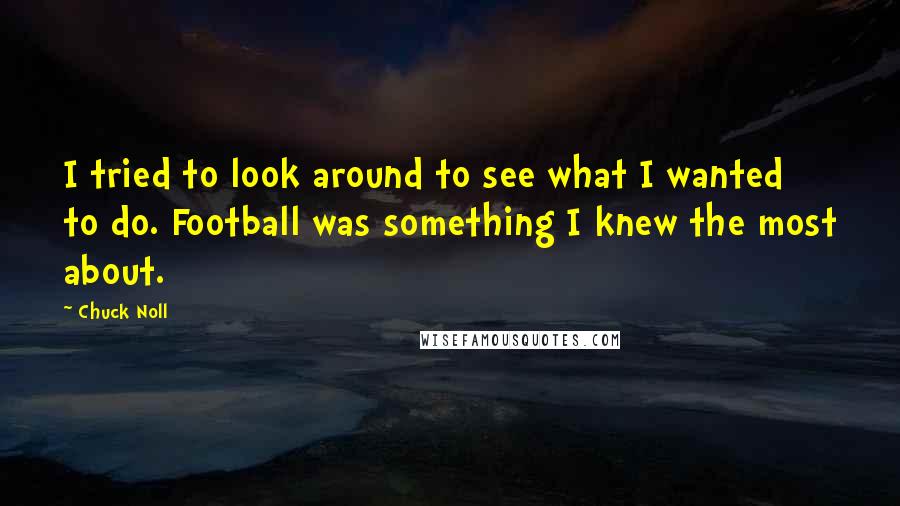 Chuck Noll Quotes: I tried to look around to see what I wanted to do. Football was something I knew the most about.