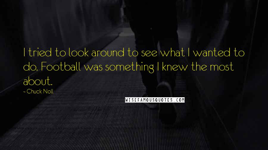 Chuck Noll Quotes: I tried to look around to see what I wanted to do. Football was something I knew the most about.
