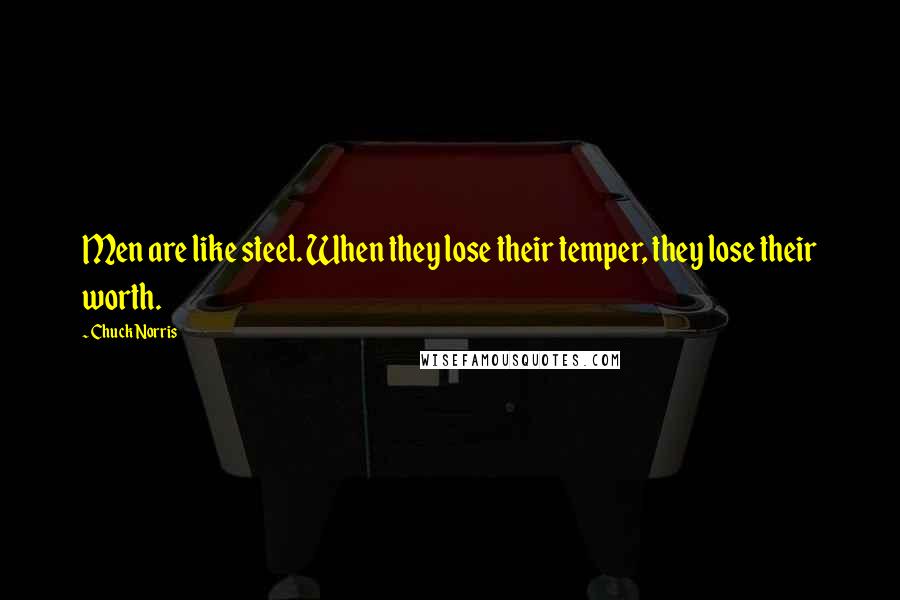Chuck Norris Quotes: Men are like steel. When they lose their temper, they lose their worth.