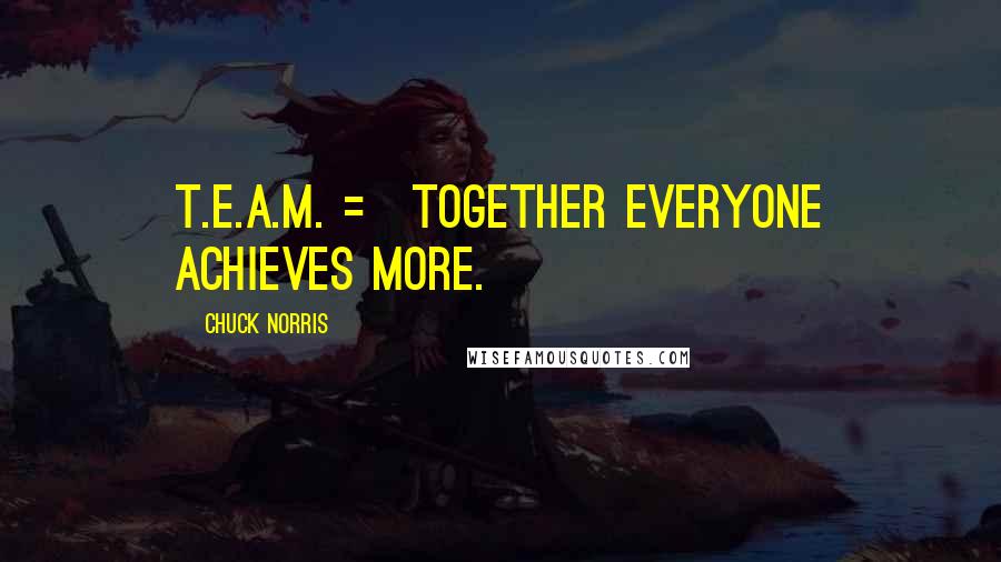 Chuck Norris Quotes: T.E.A.M. = Together Everyone Achieves More.