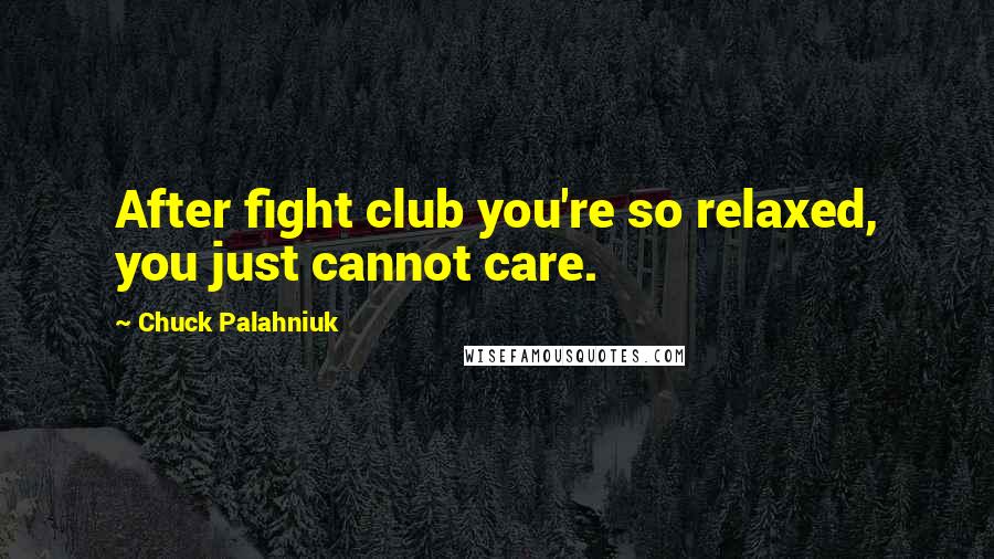 Chuck Palahniuk Quotes: After fight club you're so relaxed, you just cannot care.