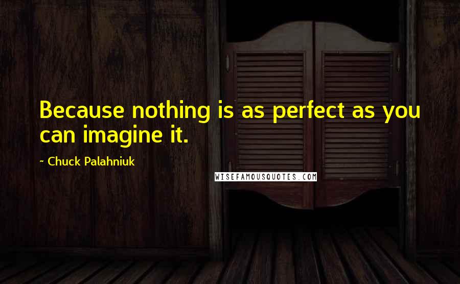 Chuck Palahniuk Quotes: Because nothing is as perfect as you can imagine it.