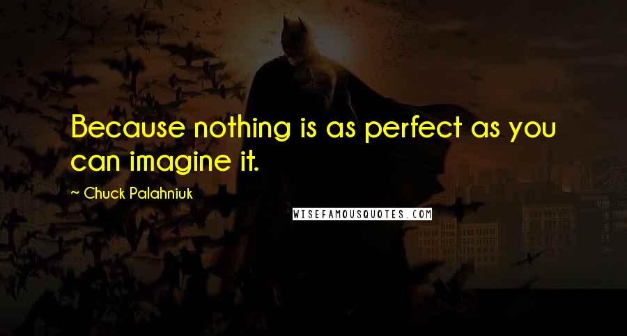 Chuck Palahniuk Quotes: Because nothing is as perfect as you can imagine it.