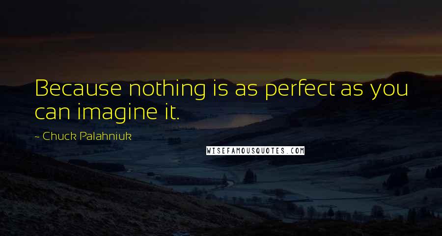 Chuck Palahniuk Quotes: Because nothing is as perfect as you can imagine it.
