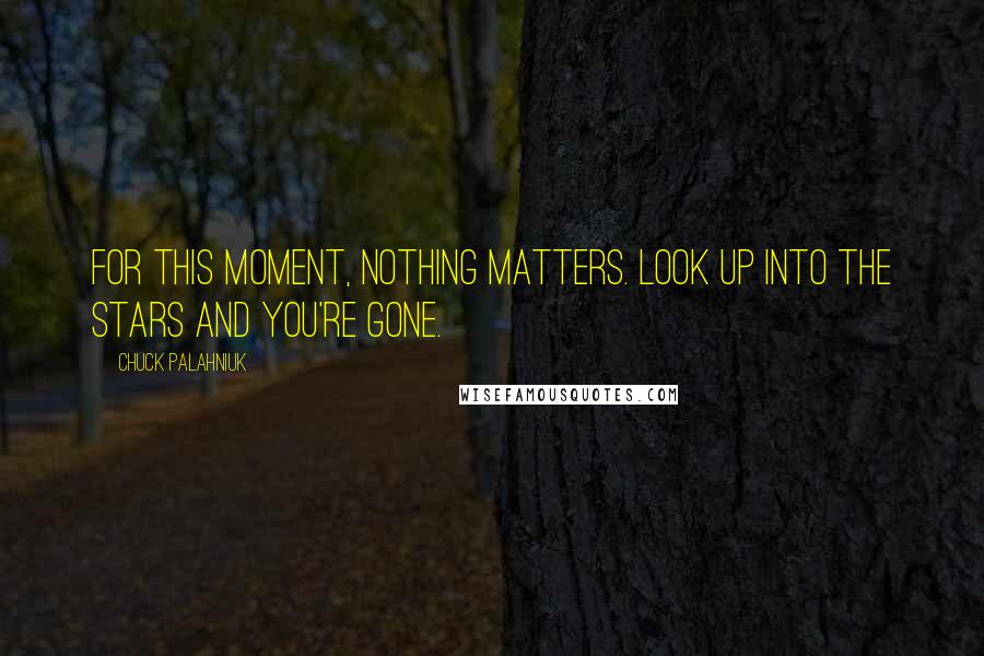 Chuck Palahniuk Quotes: For this moment, nothing matters. Look up into the stars and you're gone.