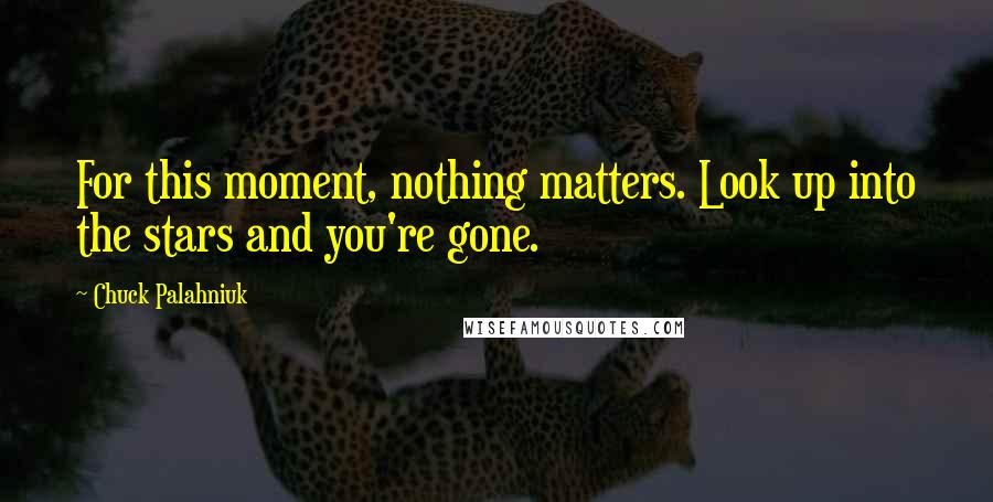 Chuck Palahniuk Quotes: For this moment, nothing matters. Look up into the stars and you're gone.