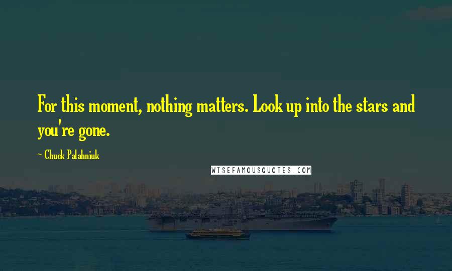 Chuck Palahniuk Quotes: For this moment, nothing matters. Look up into the stars and you're gone.