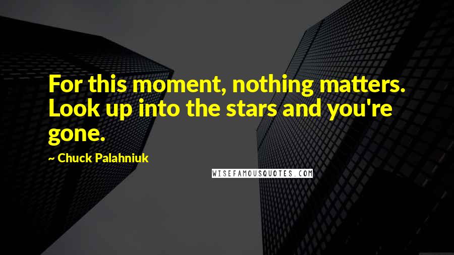 Chuck Palahniuk Quotes: For this moment, nothing matters. Look up into the stars and you're gone.