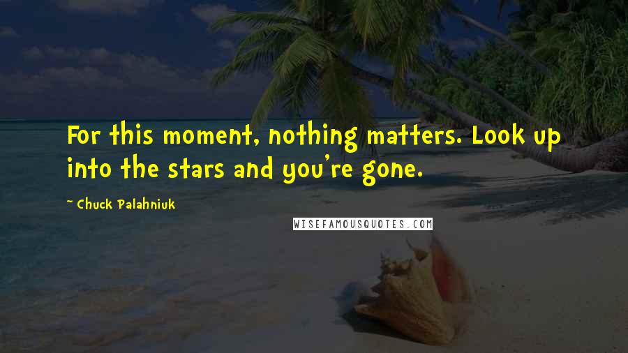 Chuck Palahniuk Quotes: For this moment, nothing matters. Look up into the stars and you're gone.