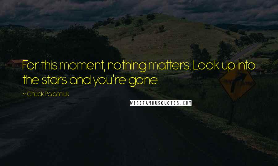 Chuck Palahniuk Quotes: For this moment, nothing matters. Look up into the stars and you're gone.