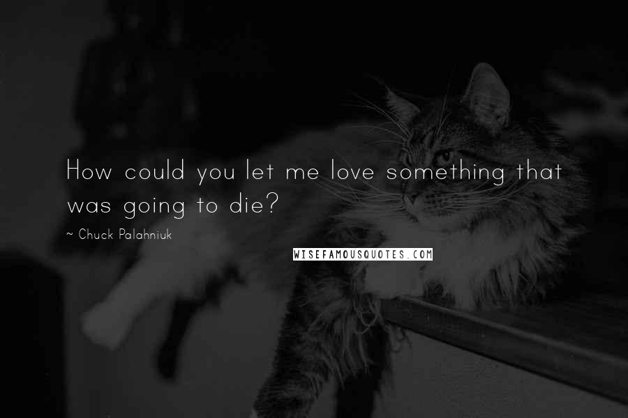 Chuck Palahniuk Quotes: How could you let me love something that was going to die?