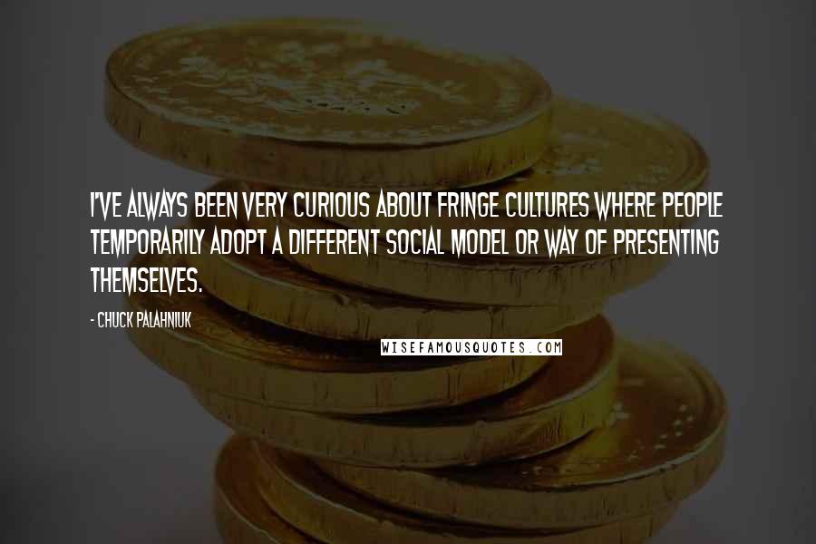 Chuck Palahniuk Quotes: I've always been very curious about fringe cultures where people temporarily adopt a different social model or way of presenting themselves.