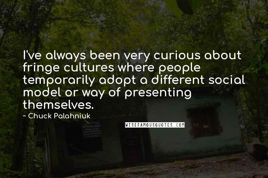 Chuck Palahniuk Quotes: I've always been very curious about fringe cultures where people temporarily adopt a different social model or way of presenting themselves.