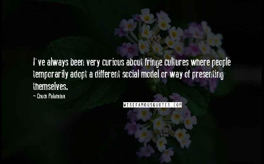 Chuck Palahniuk Quotes: I've always been very curious about fringe cultures where people temporarily adopt a different social model or way of presenting themselves.