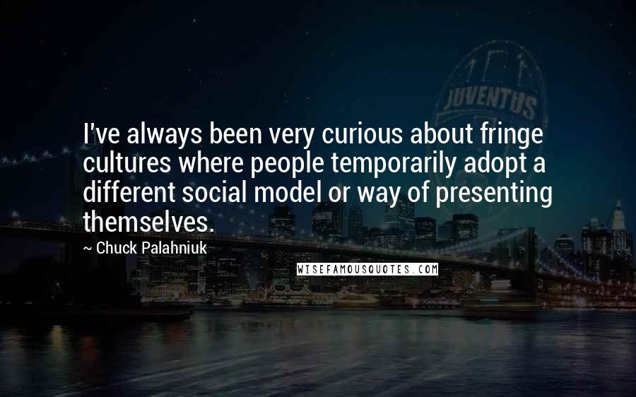 Chuck Palahniuk Quotes: I've always been very curious about fringe cultures where people temporarily adopt a different social model or way of presenting themselves.