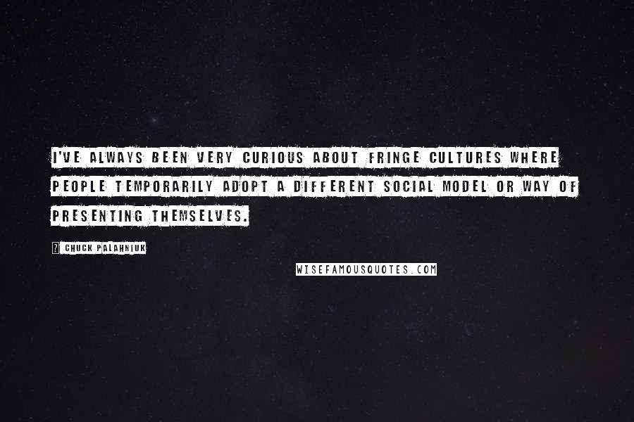 Chuck Palahniuk Quotes: I've always been very curious about fringe cultures where people temporarily adopt a different social model or way of presenting themselves.