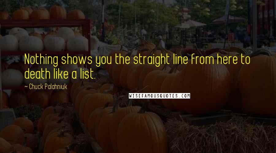 Chuck Palahniuk Quotes: Nothing shows you the straight line from here to death like a list.