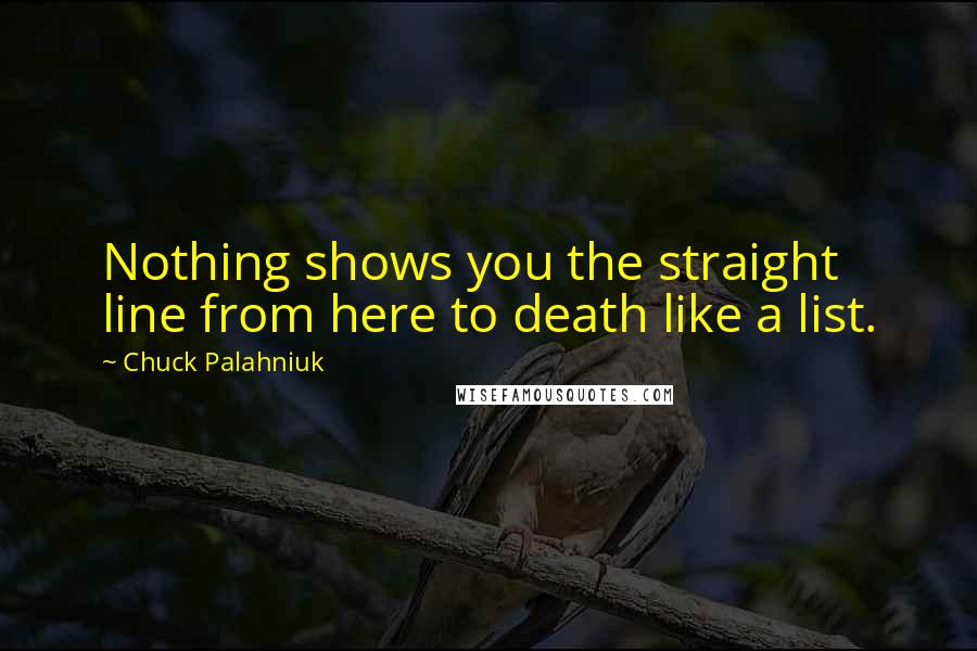 Chuck Palahniuk Quotes: Nothing shows you the straight line from here to death like a list.