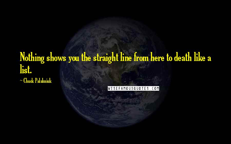 Chuck Palahniuk Quotes: Nothing shows you the straight line from here to death like a list.