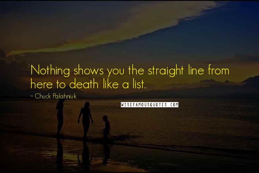 Chuck Palahniuk Quotes: Nothing shows you the straight line from here to death like a list.