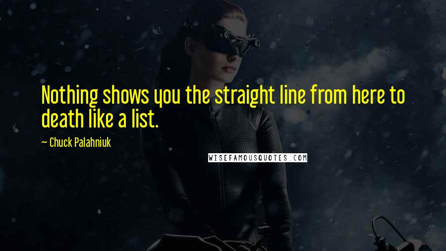 Chuck Palahniuk Quotes: Nothing shows you the straight line from here to death like a list.